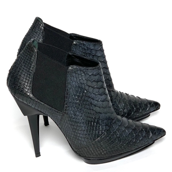 Barbara Bui Pointy Toe Ankle Boots Black/Gray Python - Fits US size 7 - Picture 4 of 12